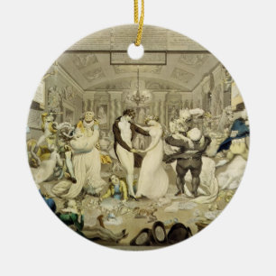 Waltzen (färgad gravyr) julgransprydnad keramik