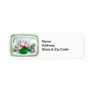 Waltzing Santa & Claus Avery Label Returadress Etikett