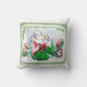 Waltzing Santa & Claus Pillow Kudde