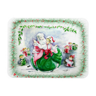 Waltzing Santa & Claus Premium Magnet