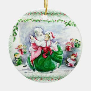 Waltzing Santa & Fru Claus Smycka Julgransprydnad Keramik