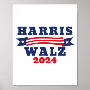 Walz 2024 American Flagga Kamala Harris Tim Waltz Poster