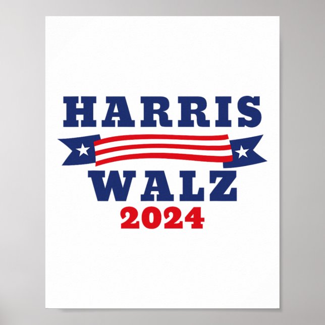 Walz 2024 American Flagga Kamala Harris Tim Waltz  Poster (Framsidan)