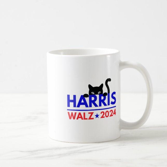 Walz 2024 Funny Cat Election Kamala Harris Tim Wal Kaffemugg (Höger)