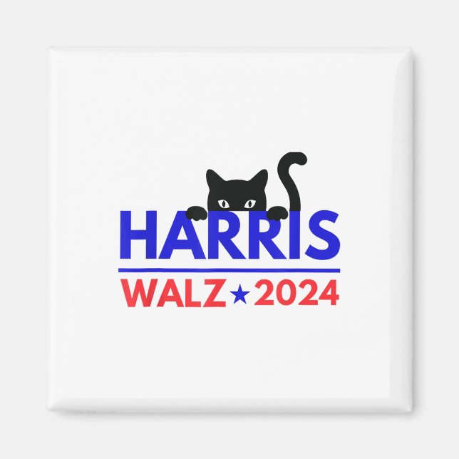 Walz 2024 Funny Cat Election Kamala Harris Tim Wal Magnet (Framsidan)
