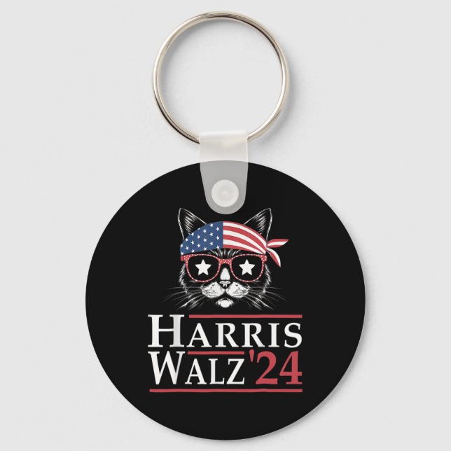 Walz 2024 Funny Cat Election Kamala Harris Tim Wal Nyckelring (Framsida)
