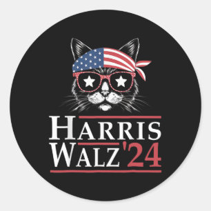 Walz 2024 Funny Cat Election Kamala Harris Tim Wal Runt Klistermärke