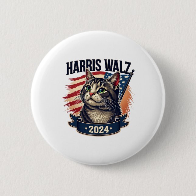 Walz 2024 Funny Cat Kamala Harris Tim Walz Waltz Knapp (Framsida)