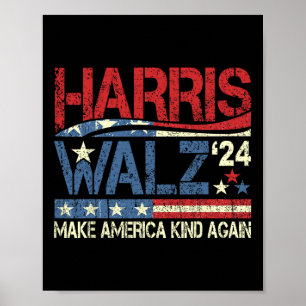 Walz 2024 Gör Amerika vänligt igen Harris Waltz Qu Poster