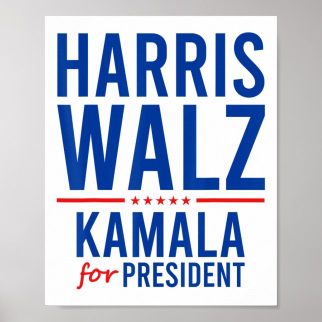 Walz 2024 Kamala Harris för president Tim Walz Poster (Framsidan)