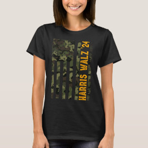 Walz 2024 Presidentvalet Kamala Camo Flagga T Shirt