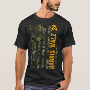 Walz 2024 Presidentvalet Kamala Camo Flagga T Shirt