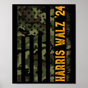 Walz 2024 Presidentvalet Kamala Kamouflageflagga Poster