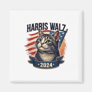 Walz 2024 Rolig Katt Kamala Harris Tim Walz Valz Magnet