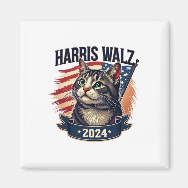 Walz 2024 Rolig Katt Kamala Harris Tim Walz Valz  Magnet (Framsidan)