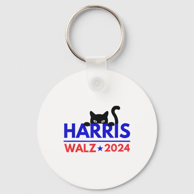 Walz 2024 Rolig Katt Val Kamala Harris Tim Wal Nyckelring (Framsida)