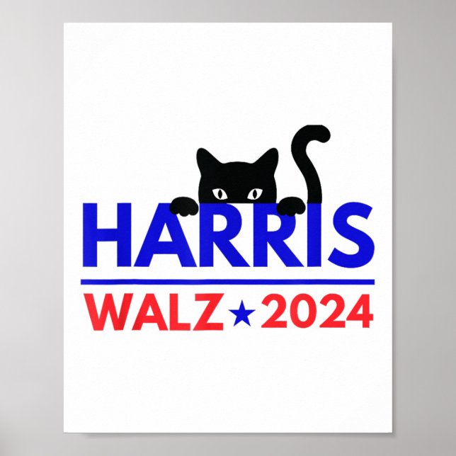 Walz 2024 Rolig Katt Val Kamala Harris Tim Wal Poster (Framsidan)