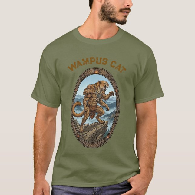 Wampus Cat Mythic Guardian - Appalachian Art T Shirt (Framsida)