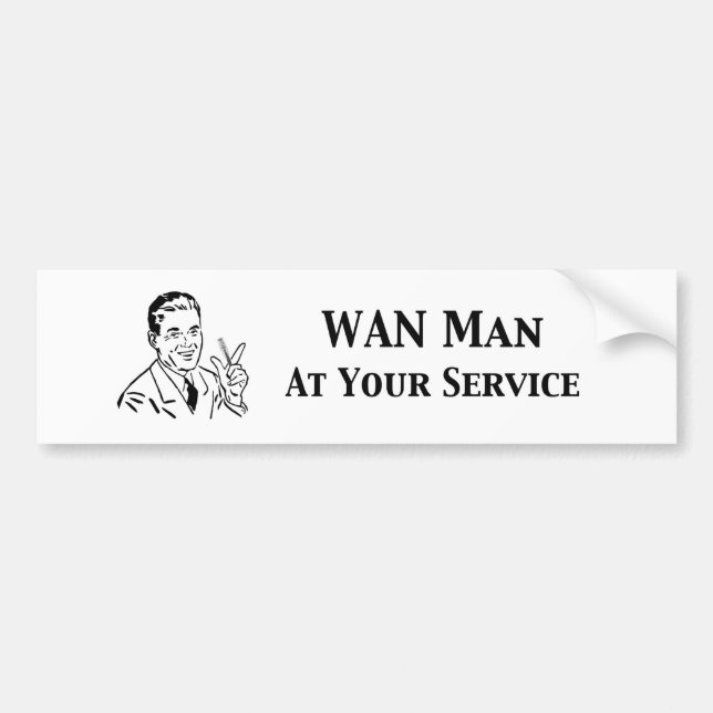 WAN Man Till Din Tjänst Retro Teknik Bildekal (Framsidan)