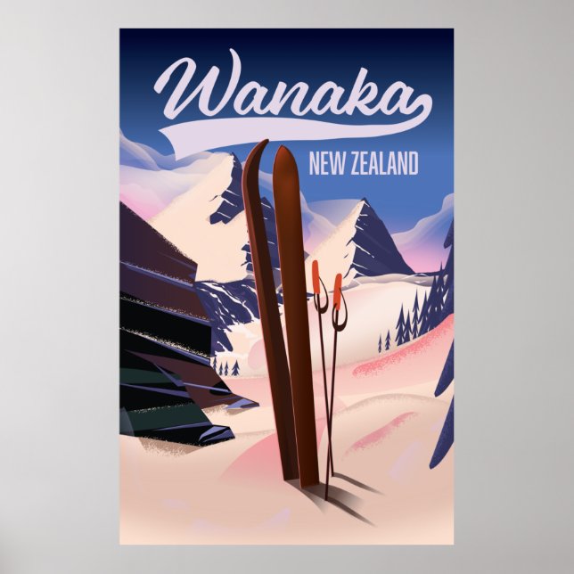 Wanaka New Zealand ski poster (Framsidan)
