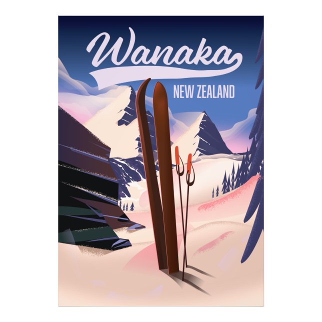 Wanaka New Zealand ski poster (Framsidan)