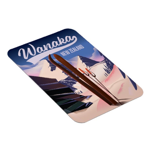 Wanaka New Zealand ski poster Magnet (Högersidan)