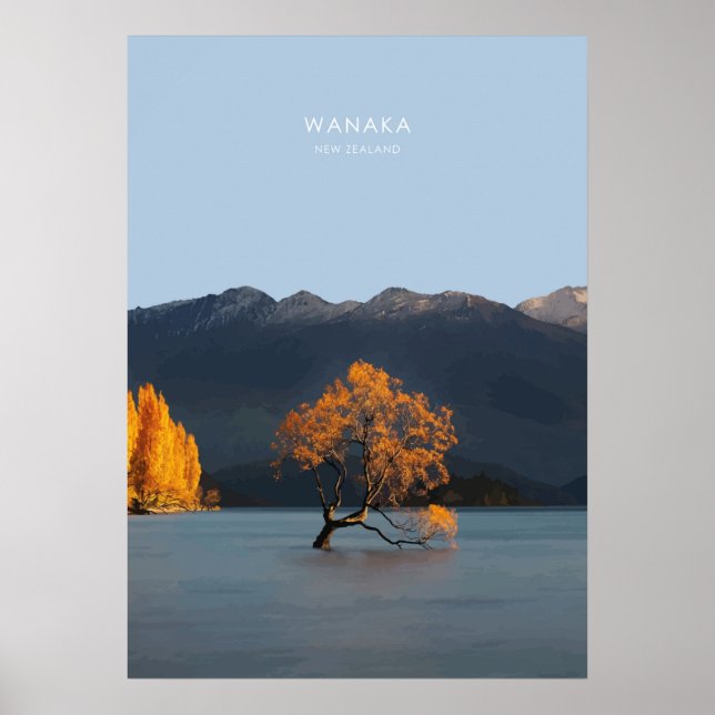 Wanaka, New Zealand Travel Artwork Poster (Framsidan)