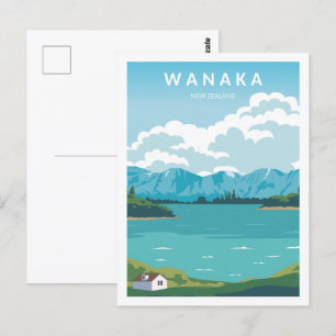 Wanaka New Zealand Travel Ställe Illustration Vykort