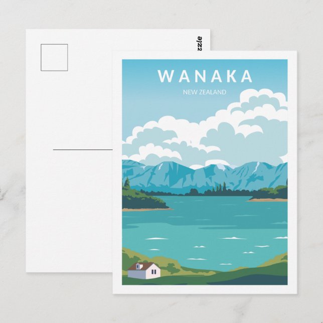Wanaka New Zealand Travel Ställe Illustration Vykort (Fram/baksida)