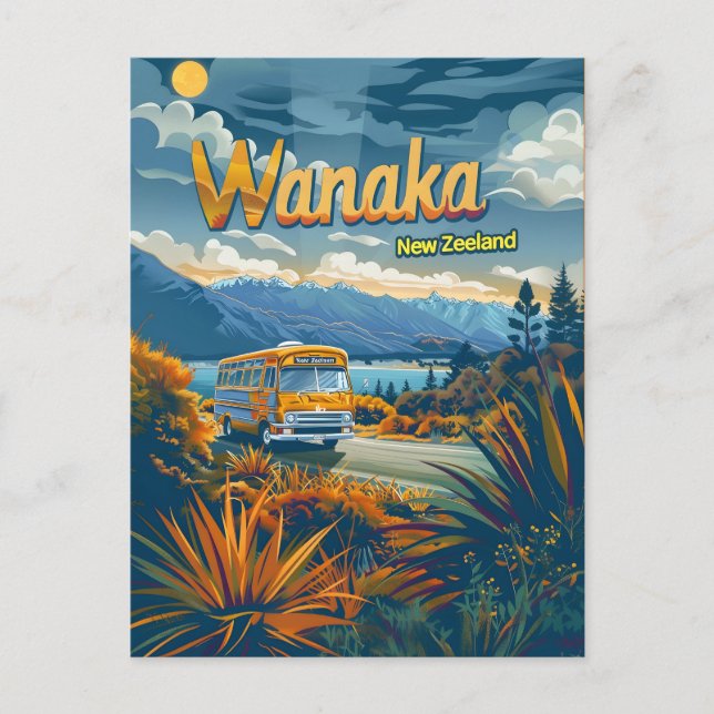 Wanaka New Zeeland vintage Vykort (Framsida)