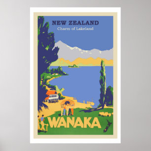Wanaka, Nya Zeeland Vintage resor Poster