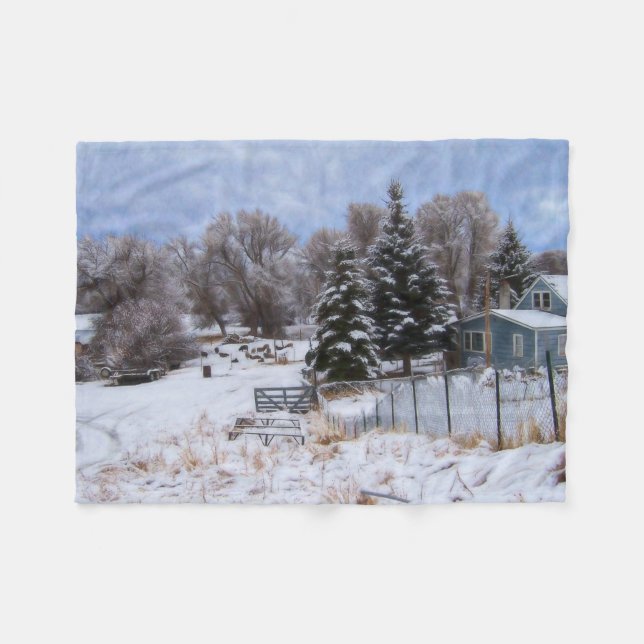 Wandan Snowy Ranch House Fleecefilt (Framsidan (Horisontell))