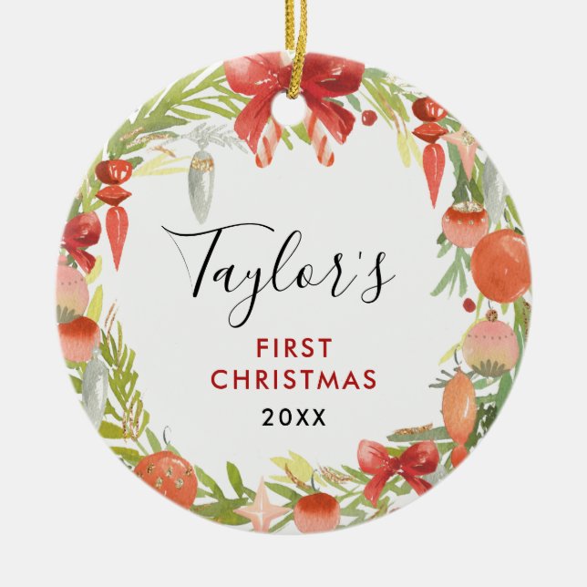 WandeBaby| 1st jul | Cute Baby Photo Julgransprydnad Keramik (Framsidan)