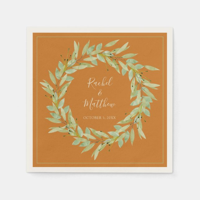 WandeGreenery på Ochre Bröllop Pappersservett (Framsidan)
