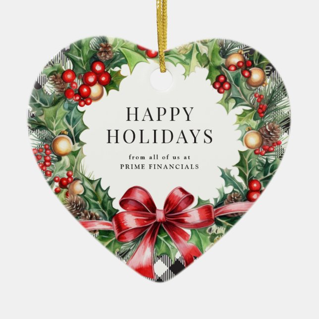 WandeHolly Berries Black Plade Business Julgransprydnad Keramik (Framsidan)