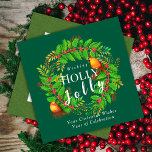 WandeHolly Jolly Family Grönt Julkort<br><div class="desc">Attraktiv julkrans med rånfåglar.</div>