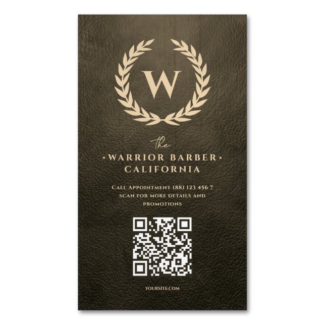 Wandemonogram Barbershop Modern Barber Magnetiska Visitkort (Framsida vertikal)