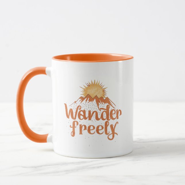 Wander Freely Nature Travel Hiking Quote Mugg (Vänster)