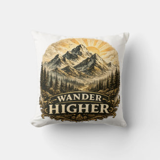 Wander Higher Mountain Adventure Vintage Kudde