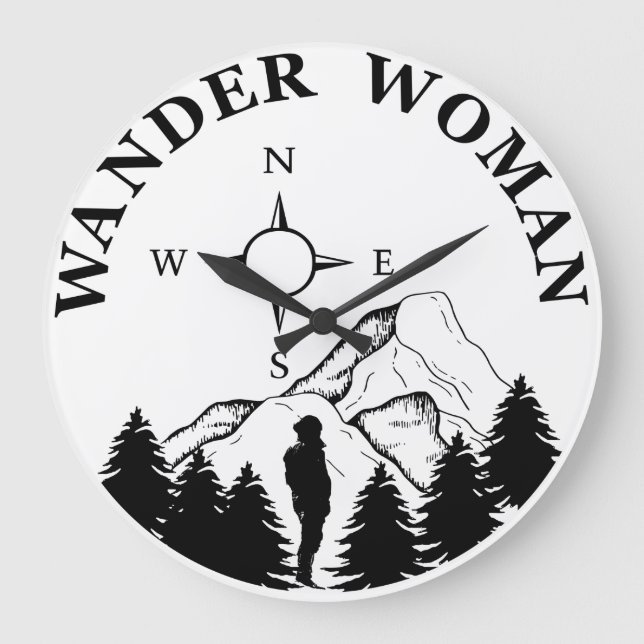 Wander hiking hike camping Women Stor Klocka (Framsida)