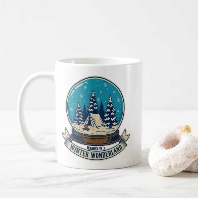 Wander i en Winter Wonderland Camping Art Kaffemugg (Med munk)