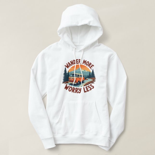 Wander More, Worry Less - Retro Äventyr Hoodie (Design framsida)