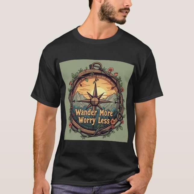 Wander More, Worry Less T-Shirt (Framsida)