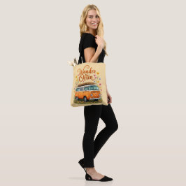Wander Often - Retro Camper Van Blommigt Tote Tygkasse
