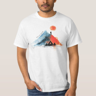 Wander the Peaks – Abstract Mountain & Campfire T Shirt