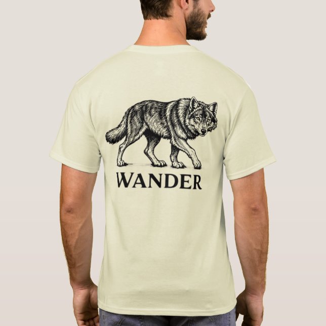 “Wander” Wolf Graphic T-Shirt – Lone Wolf Adventur (Baksida)