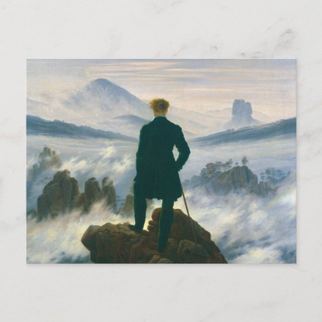 Wanderer above the Sea of Fog by Caspar Friedrich Vykort (Framsida)