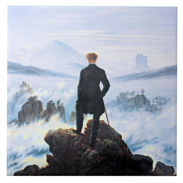 Wanderer, bra konsmålning, kakelplatta (Framsidan)