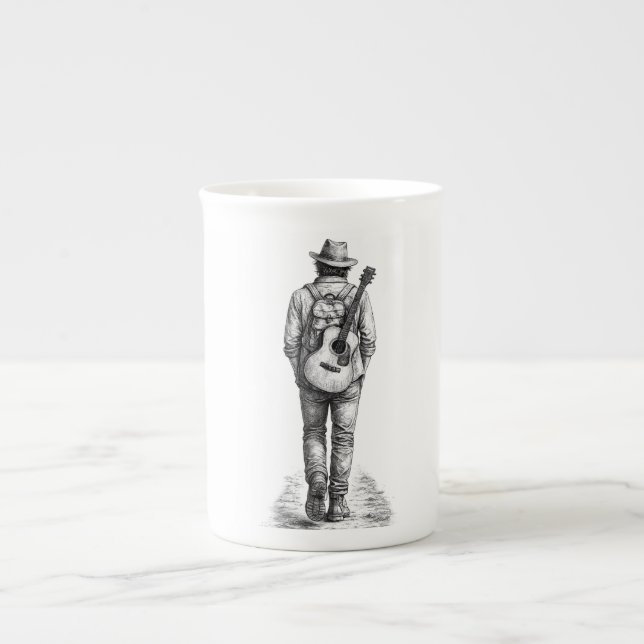 Wanderer Collection – Ensam Gitarrresenär Mugg Benporslin Mugg (Framsidan)