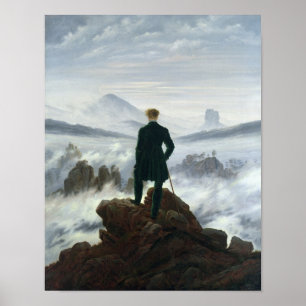 Wanderer ovanför Fog-havet 1818 Poster